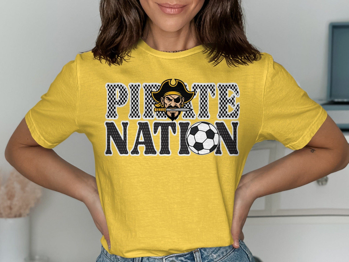 Jen Peete Designs Clothing T-shirts Pirate Nation with Soccer Ball Graphic T-Shirt