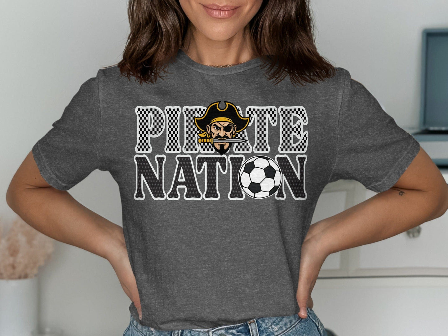 Jen Peete Designs Clothing T-shirts Pirate Nation with Soccer Ball Graphic T-Shirt