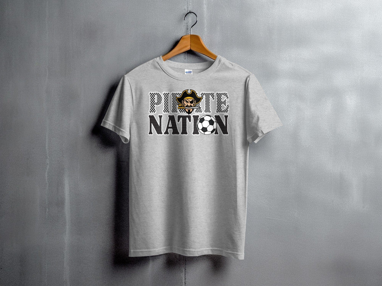 Jen Peete Designs Clothing T-shirts Pirate Nation with Soccer Ball Graphic T-Shirt