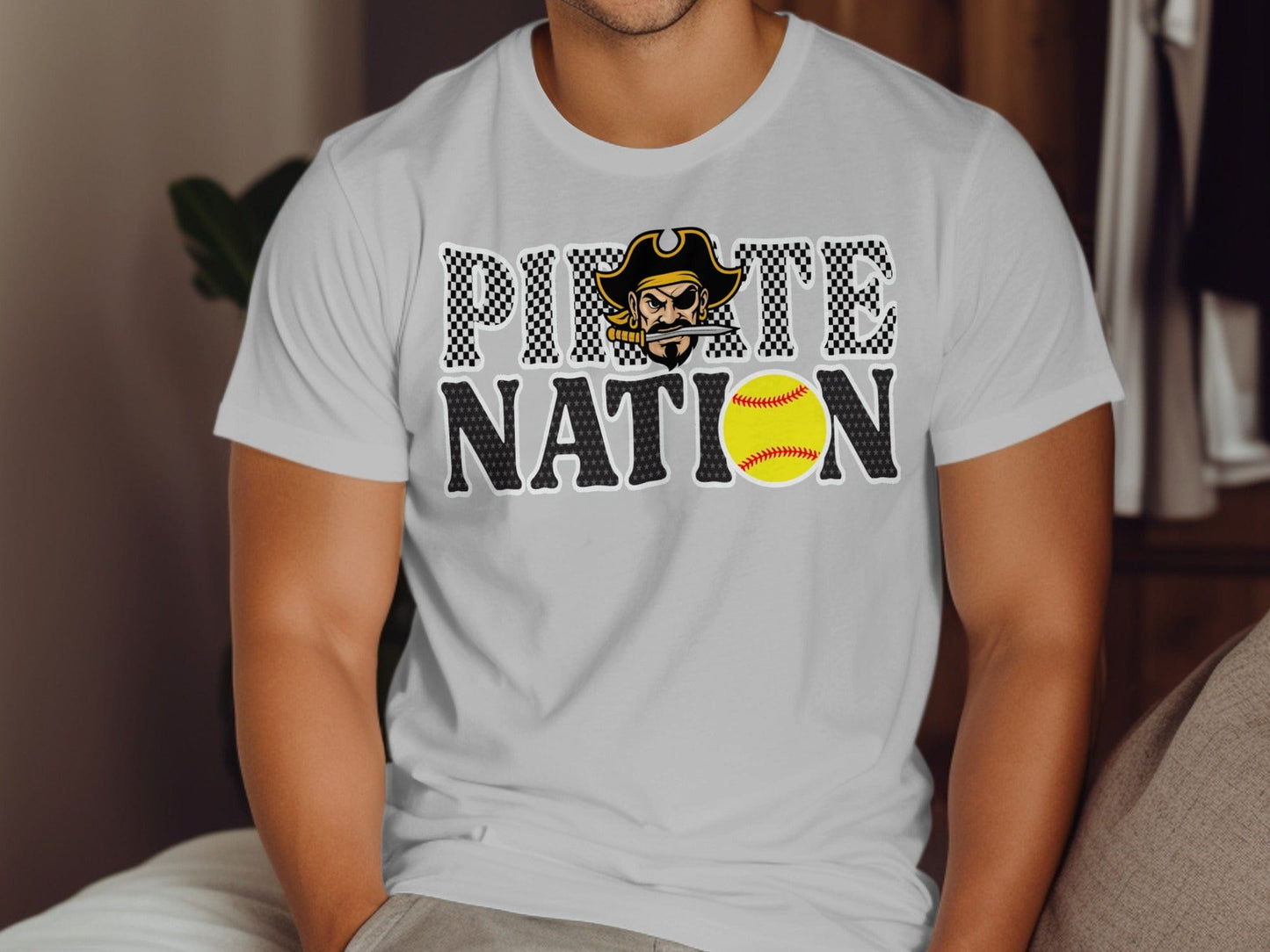 Jen Peete Designs Clothing T-shirts Pirate Nation with Softball Graphic T-Shirt