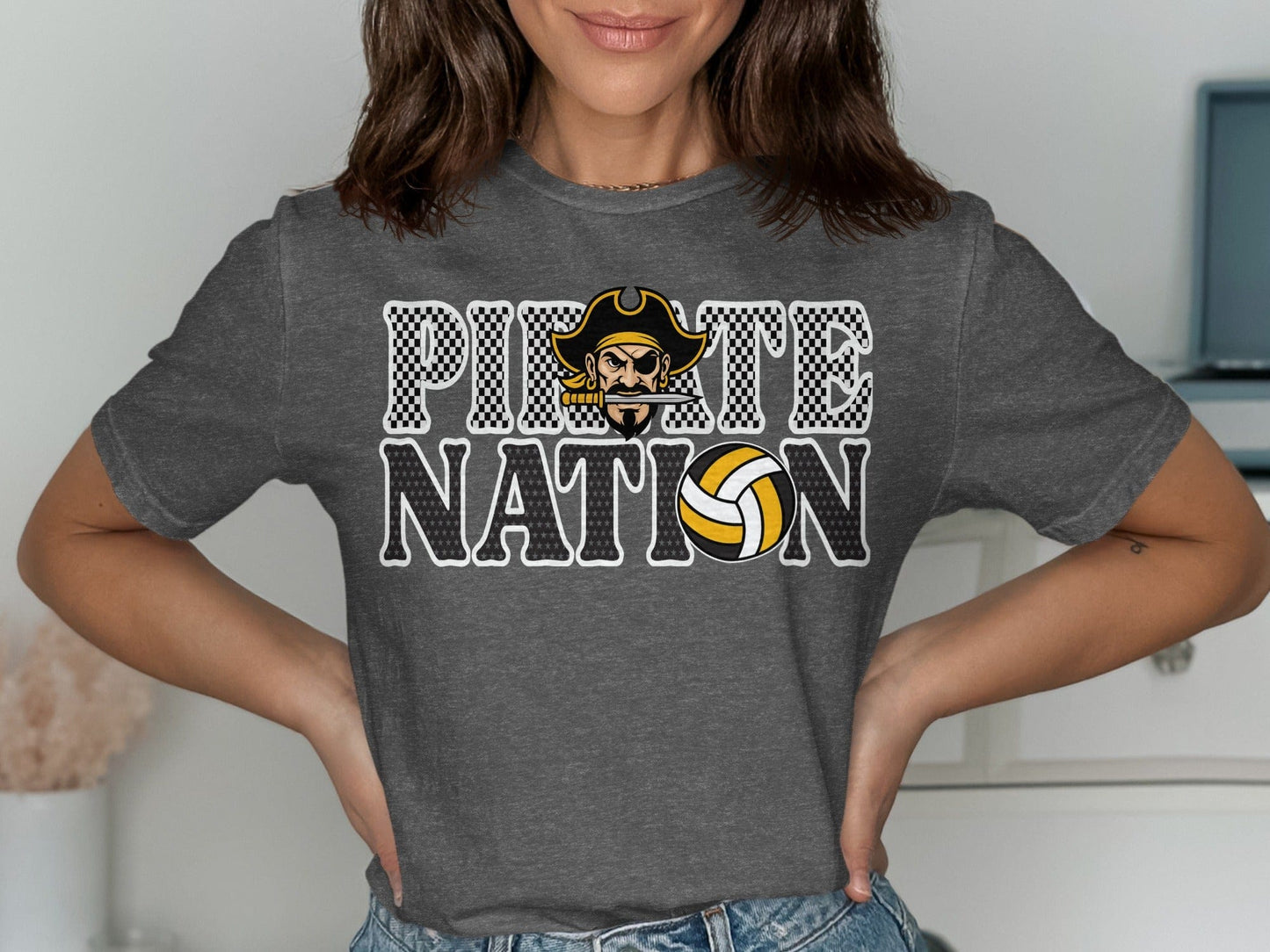 Jen Peete Designs Clothing T-shirts Pirate Nation with Volleyball Graphic T-Shirt