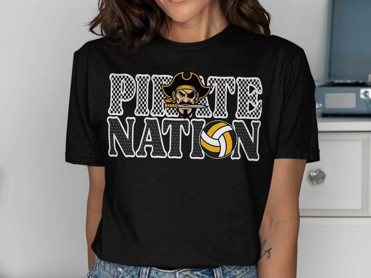 Jen Peete Designs Clothing T-shirts Pirate Nation with Volleyball Graphic T-Shirt