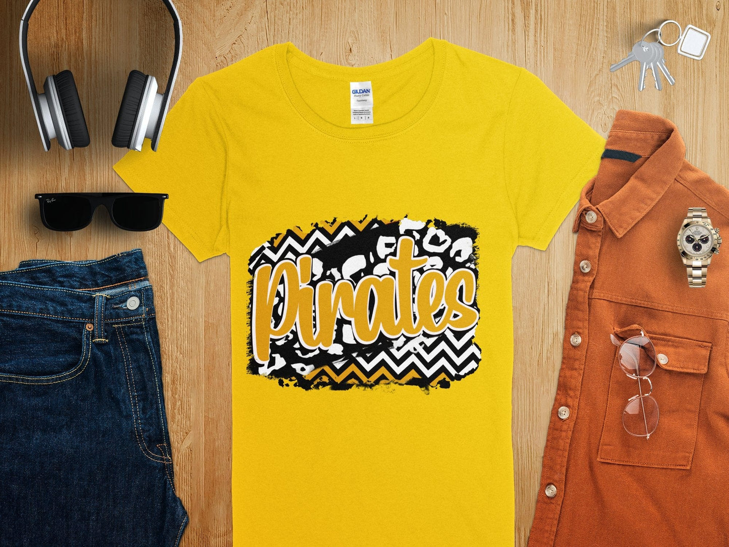 Jen Peete Designs Clothing T-shirts Pirates Black And Gold T-Shirt
