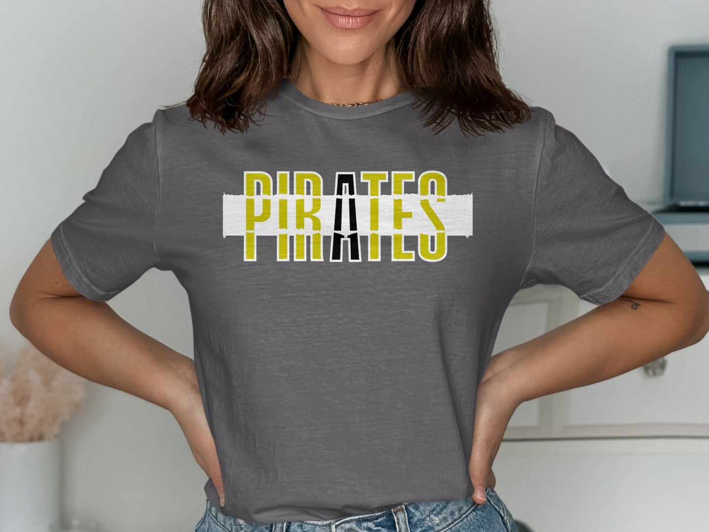 Jen Peete Designs Clothing T-shirts Pirates Distressed Text Graphic T-Shirt