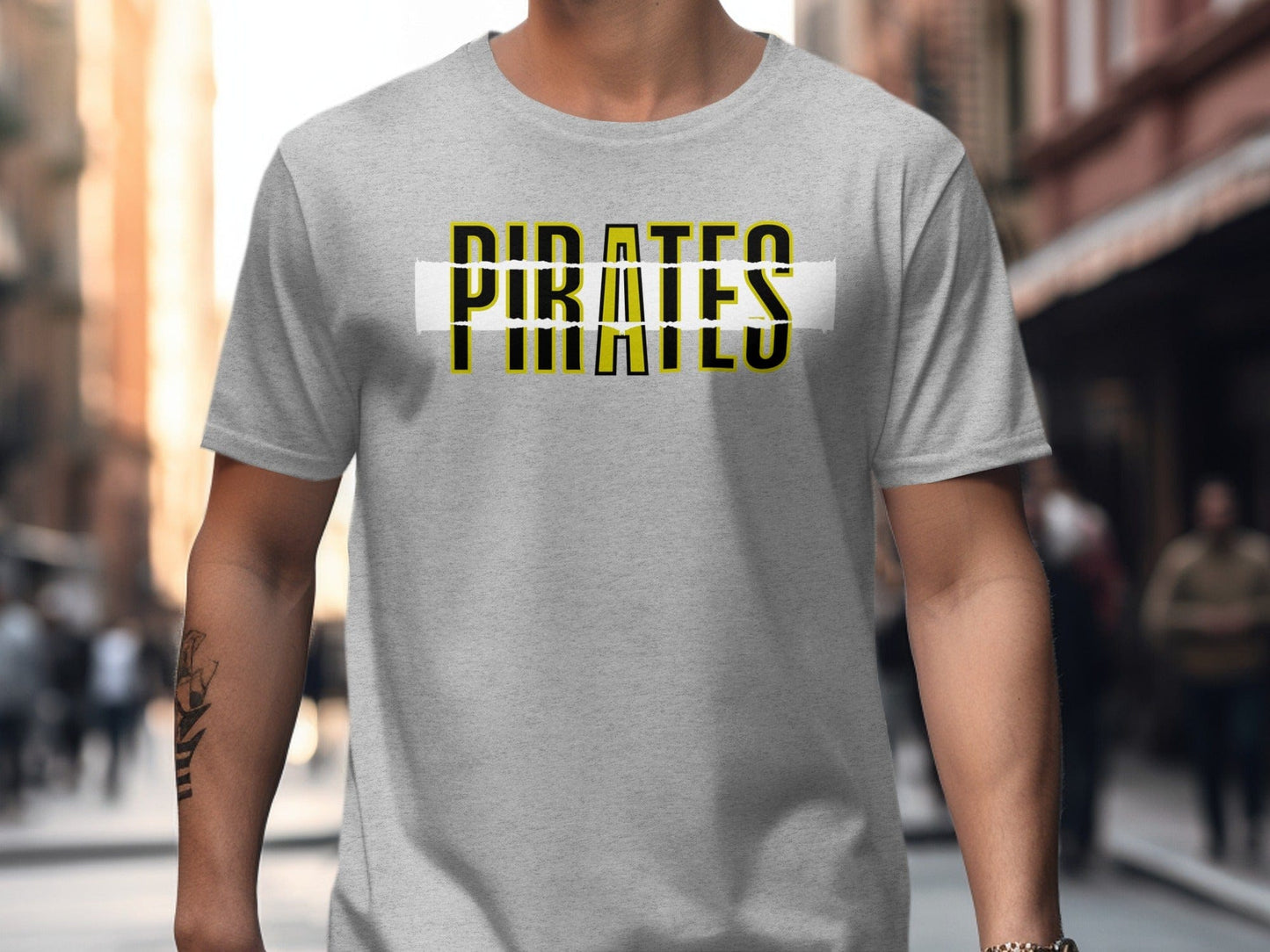 Jen Peete Designs Clothing T-shirts Pirates Distressed Text Graphic T-Shirt