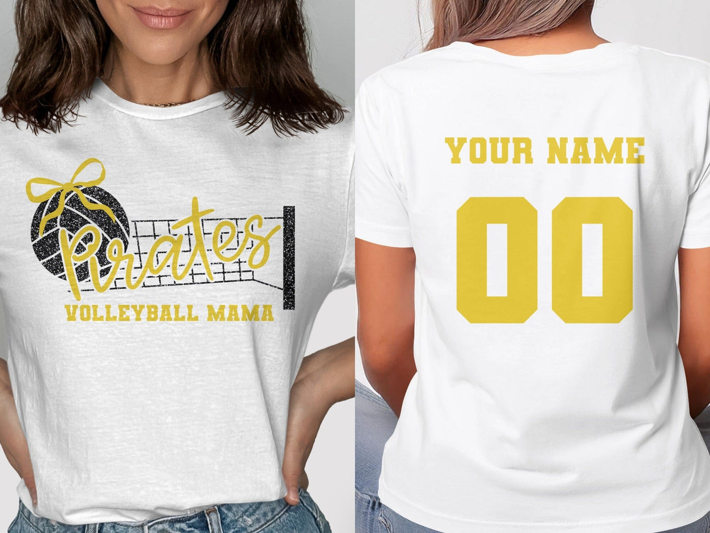 Jen Peete Designs Clothing T-shirts Pirates (Gold) Glitter Volleyball Mama Spirit Shirt