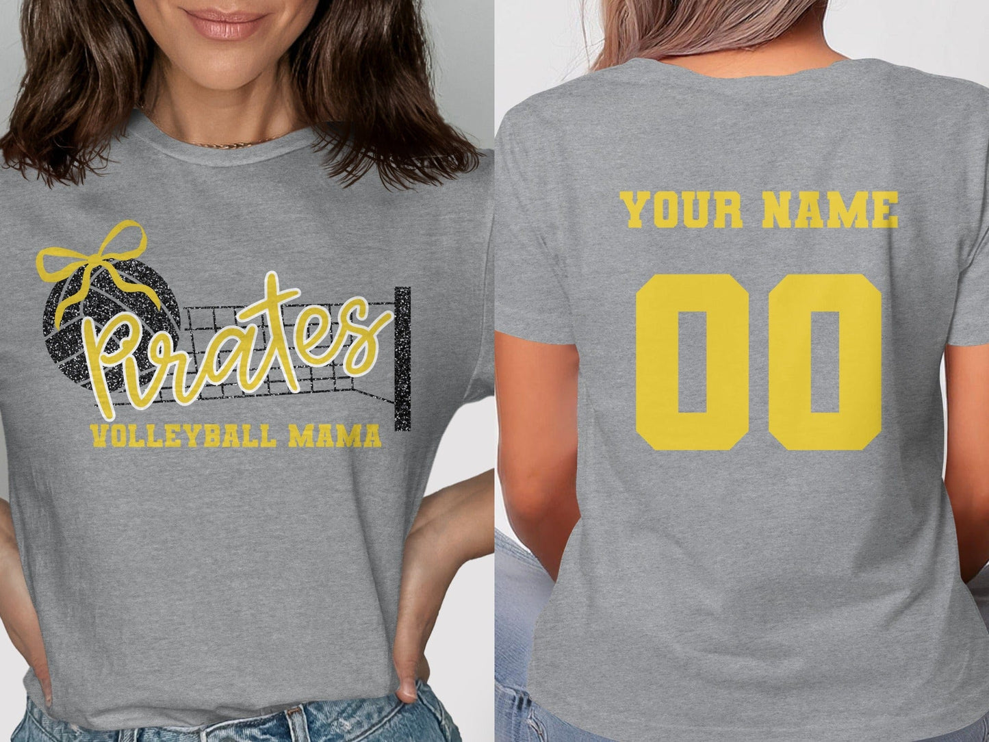 Jen Peete Designs Clothing T-shirts Pirates (Gold) Glitter Volleyball Mama Spirit Shirt