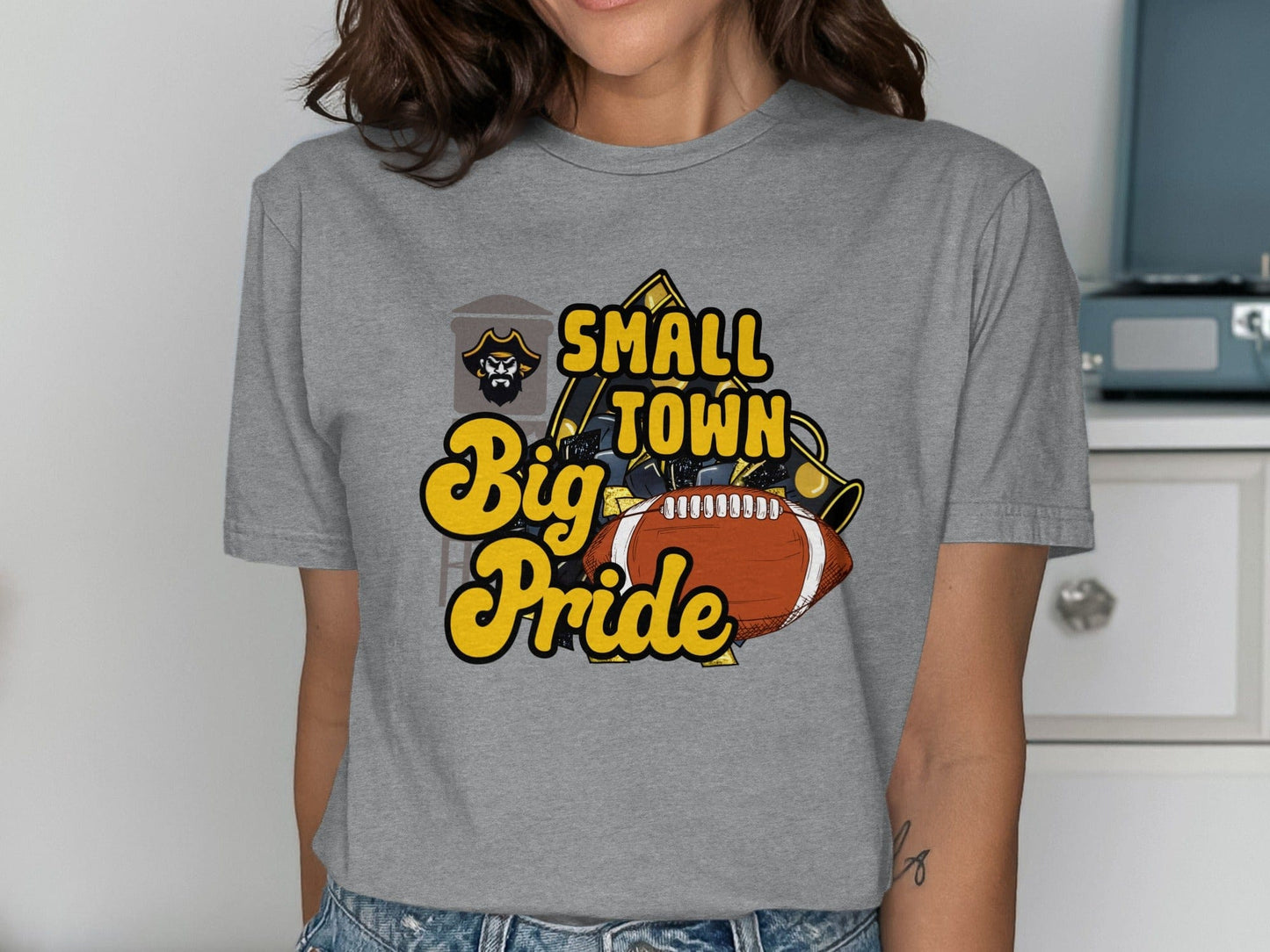 Jen Peete Designs Clothing T-shirts Pirates Show Your Small Town Big Pride T-Shirt