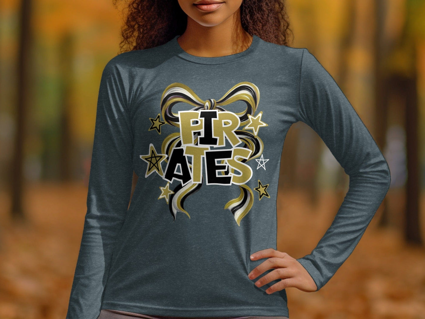 Jen Peete Designs Clothing T-shirts Pirates Spirit Bow Graphic – Yellow Gold, Black & White Design