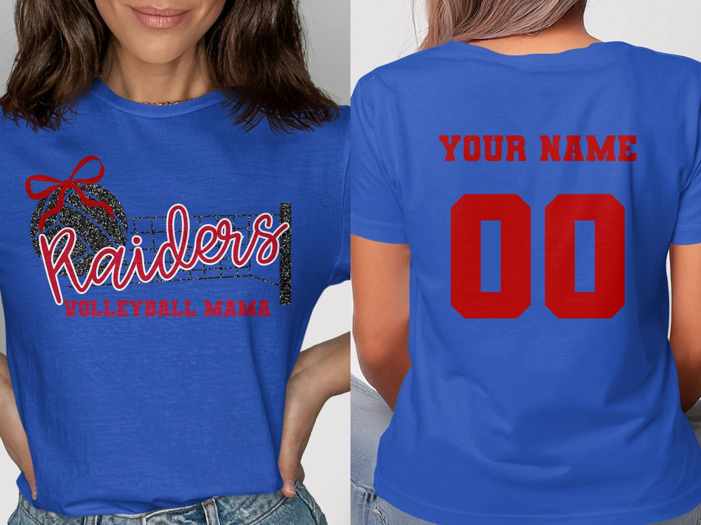 Jen Peete Designs Clothing T-shirts Raiders (Red) Glitter Volleyball Mama Spirit Shirt