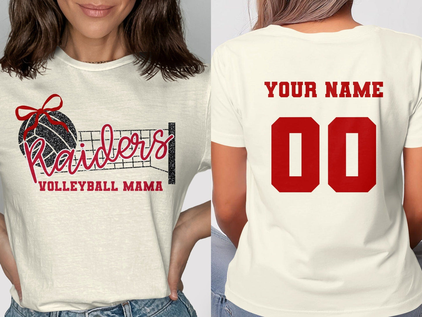 Jen Peete Designs Clothing T-shirts Raiders (Red) Glitter Volleyball Mama Spirit Shirt
