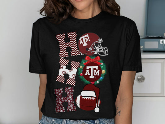 Jen Peete Designs Clothing T-shirts Texas AM Aggies Football Holiday Cheer Graphic T-Shirt