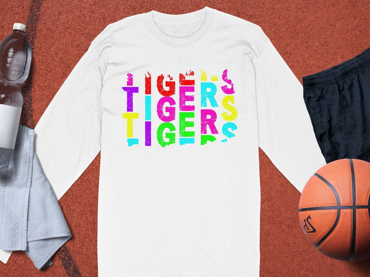 JPD Clothing T-shirts Tigers Colorful Bold Text Design in Short-Sleeve, Long-Sleeve, Crewnecks, and Hoodies