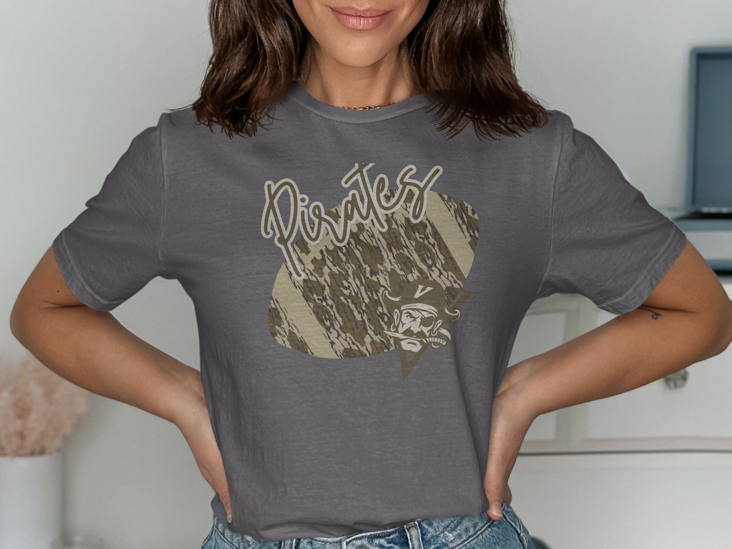 Jen Peete Designs Clothing T-shirts Vidor Pirates Camouflage Football Graphic T-Shirt