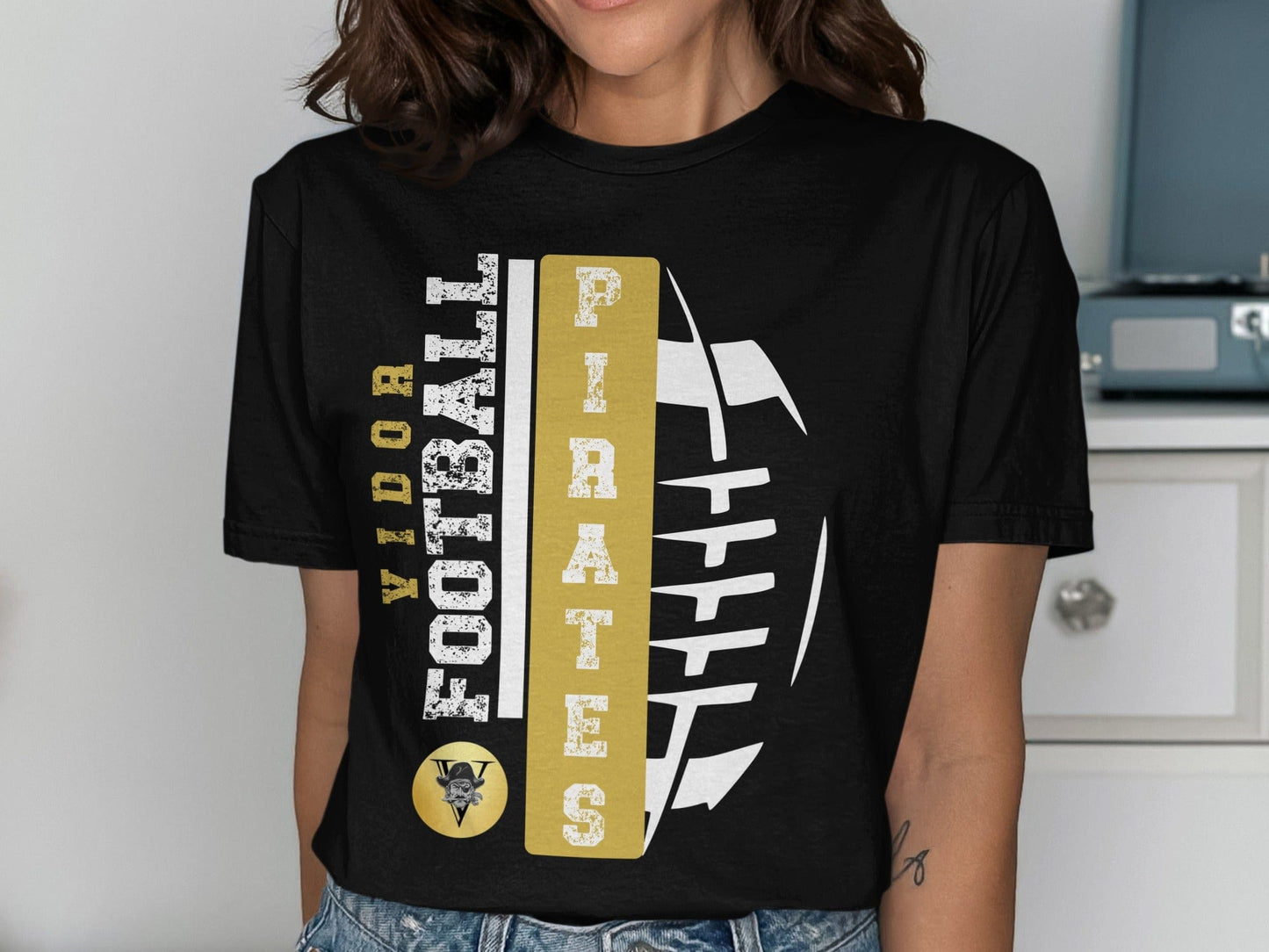 Jen Peete Designs Clothing T-shirts Vidor Pirates Football School Spirit t-Shirt