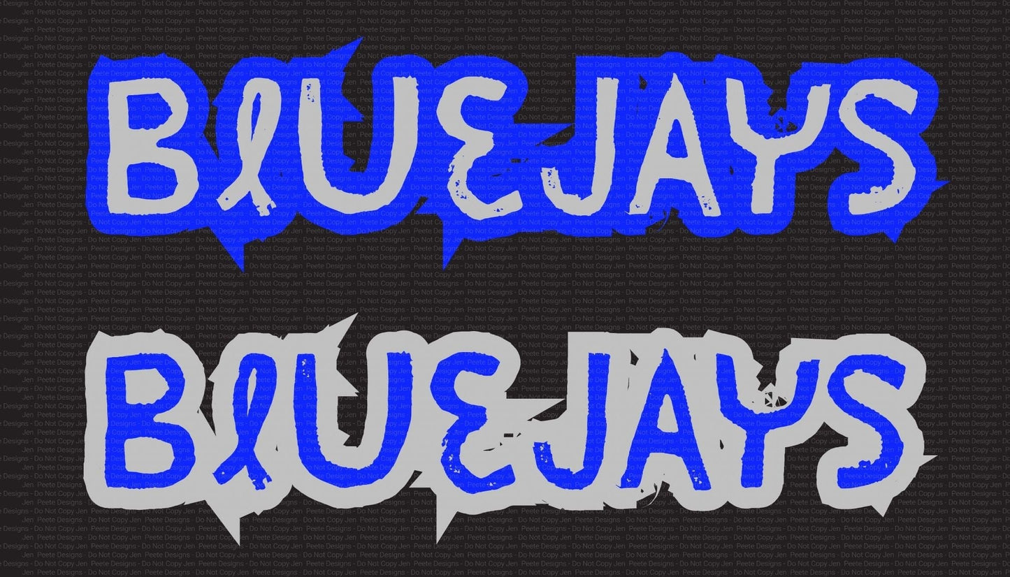 Jen Peete Designs Digital Bold Blue & Silver "Bluejays" Graffiti-Style Word Art
