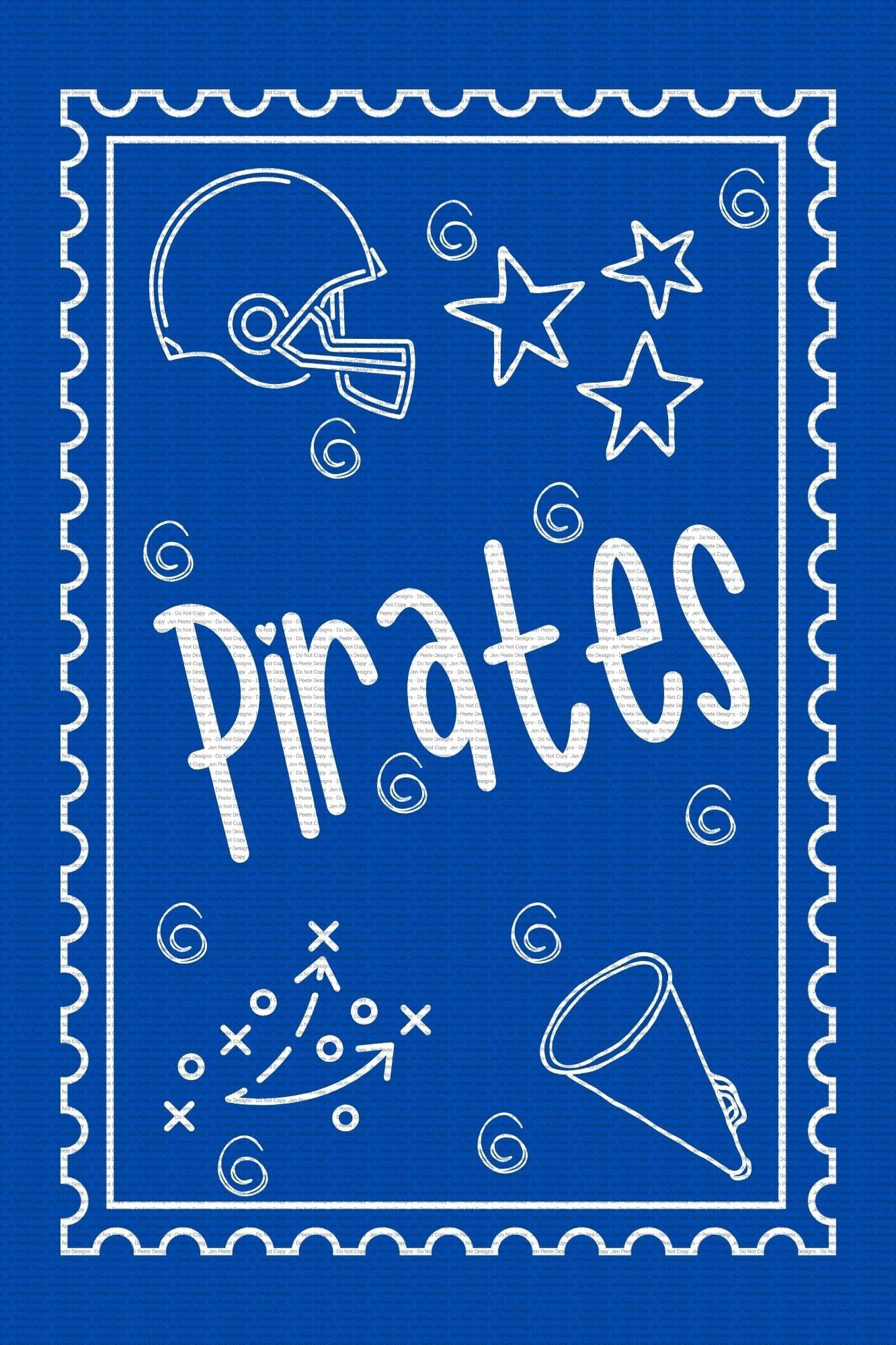 Jen Peete Designs Digital Canva Template Football Stamp School Spirit Design