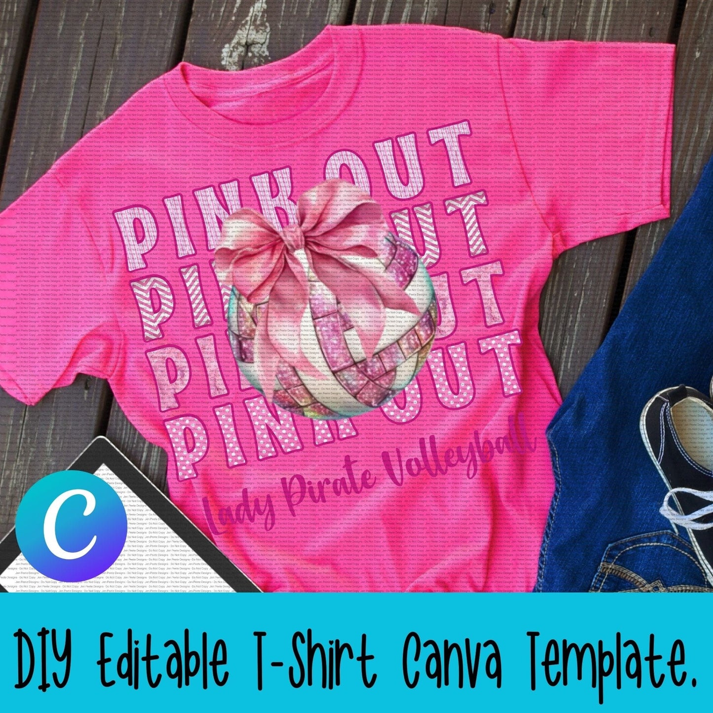 Jen Peete Designs Digital Canva Template Volleyball Pink Out