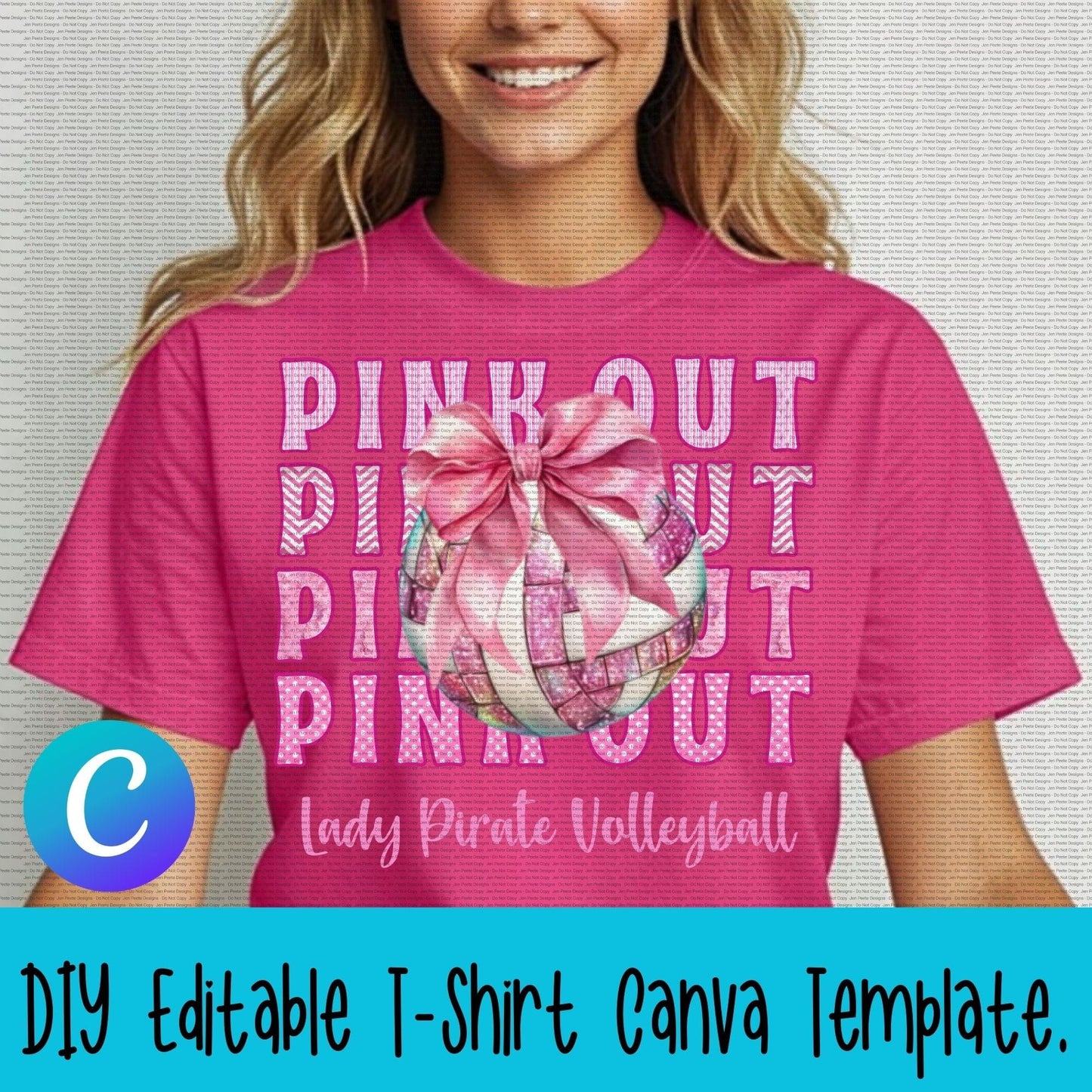 Jen Peete Designs Digital Canva Template Volleyball Pink Out