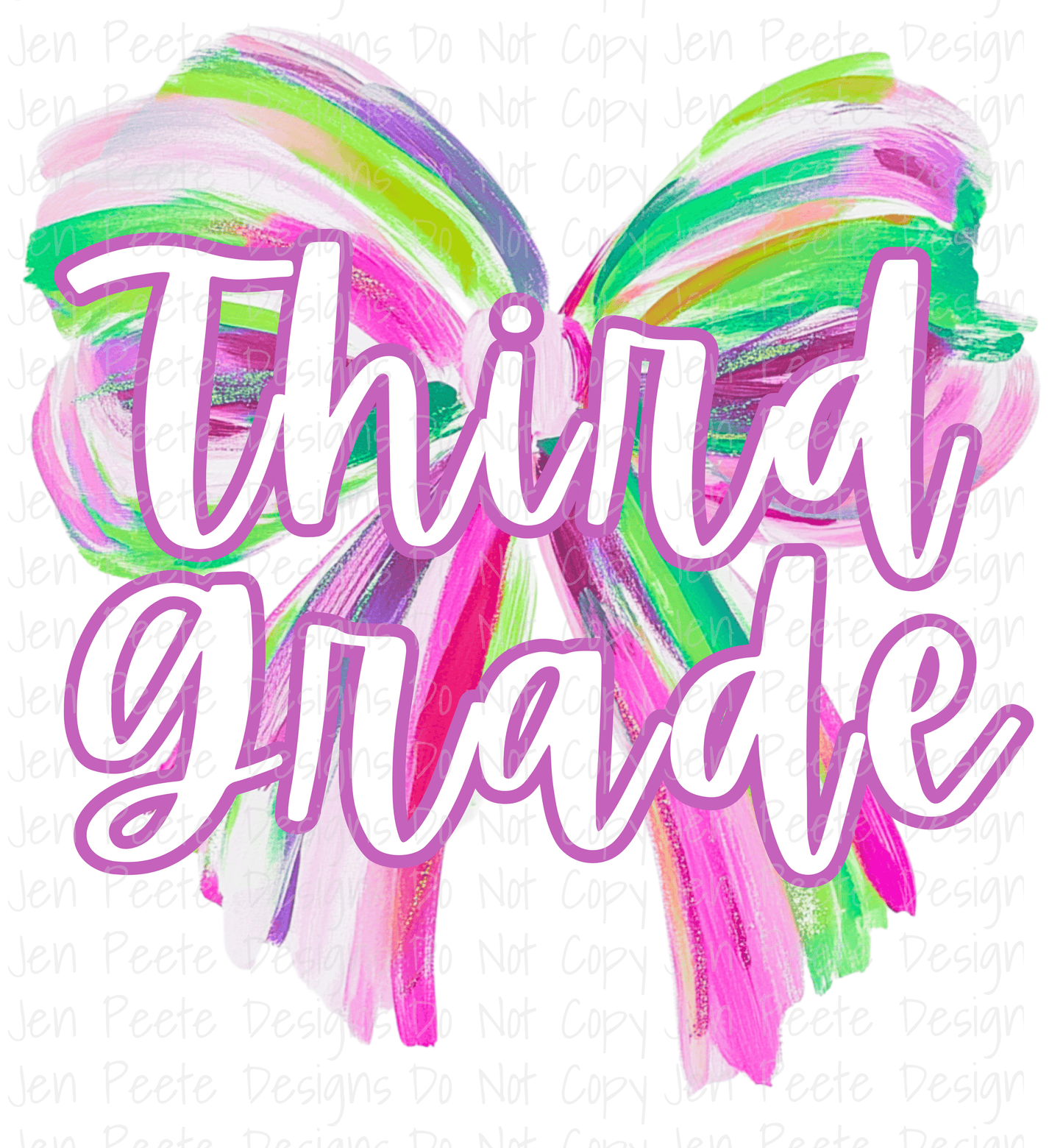 Jen Peete Designs Digital Colorful Brush Strokes Bow Back to School Bundle