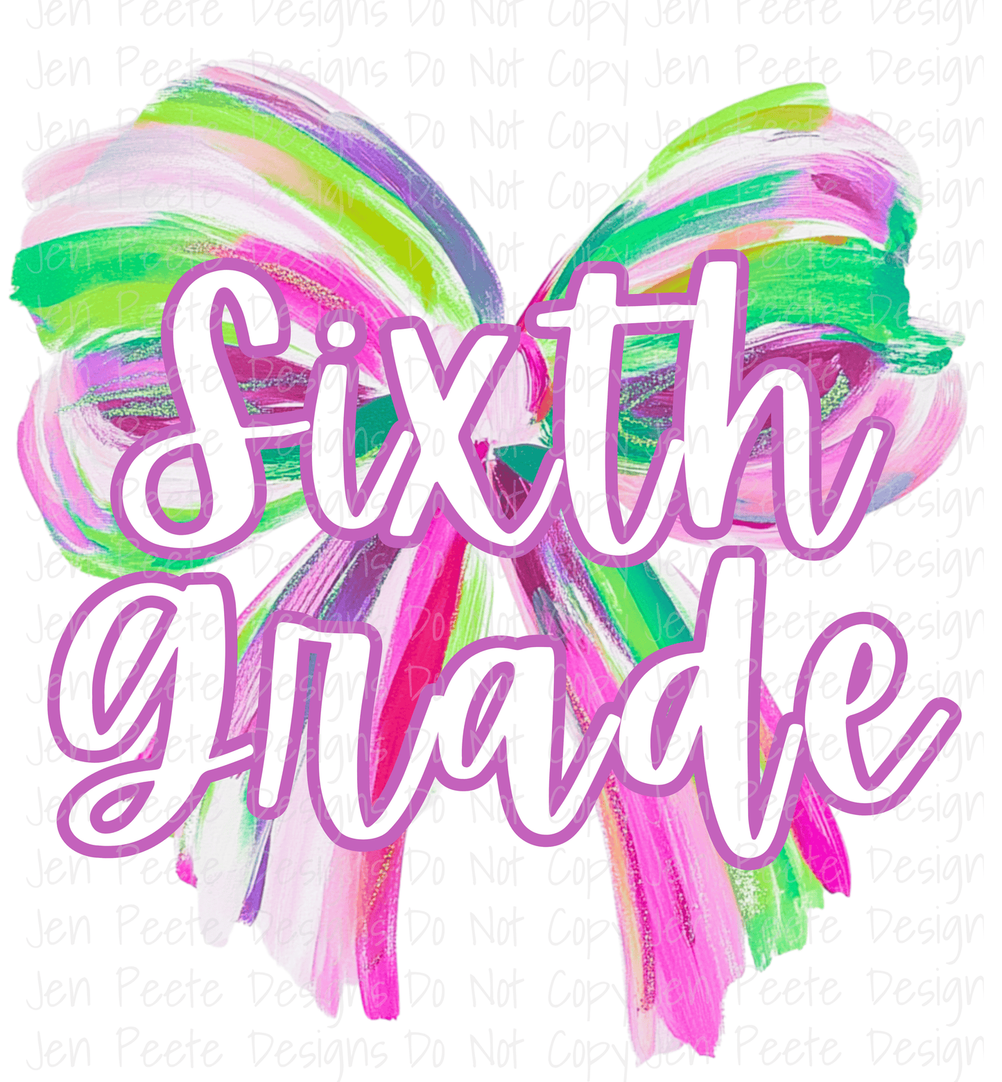Jen Peete Designs Digital Colorful Brush Strokes Bow Back to School Bundle