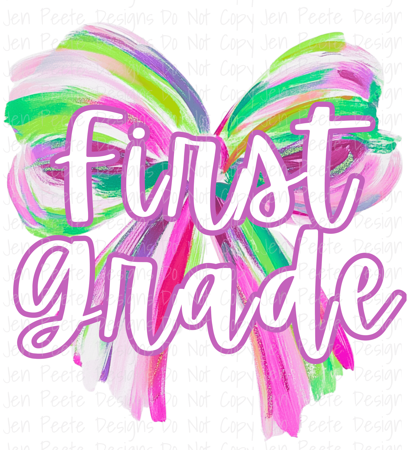 Jen Peete Designs Digital Colorful Brush Strokes Bow Back to School Bundle