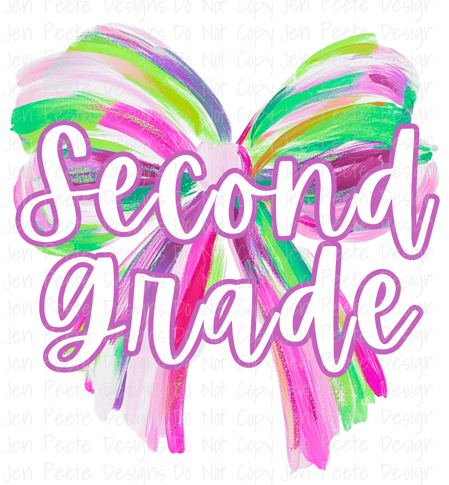 Jen Peete Designs Digital Colorful Brush Strokes Bow Back to School Bundle