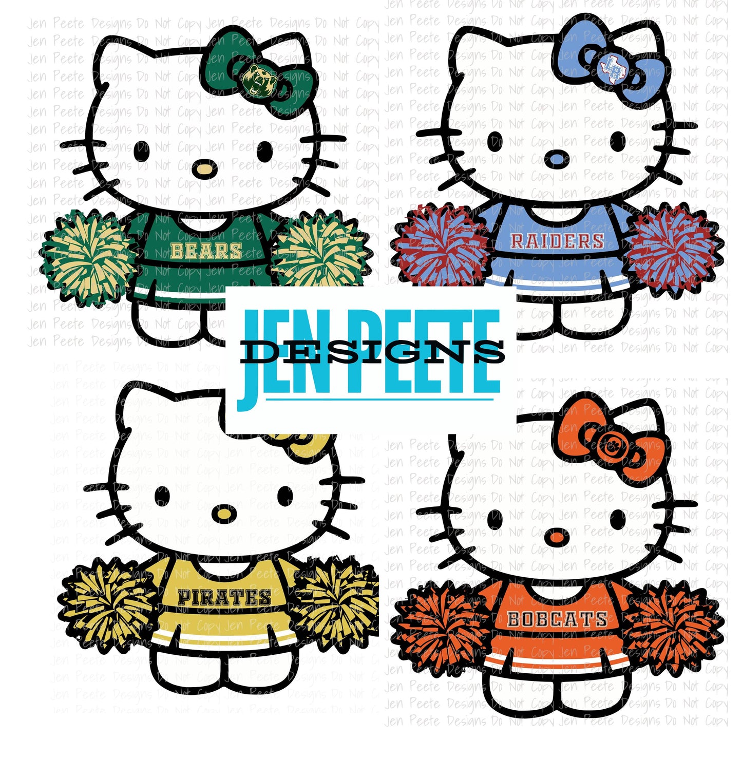 Jen Peete Designs Digital Custom Hello Cat Mascot