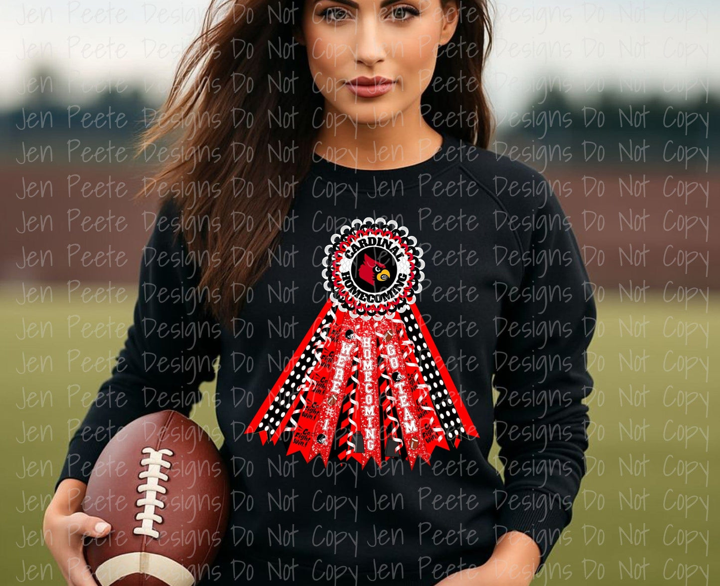 Jen Peete Designs Digital Customizable Homecoming Mum Digital Design – 2 Color & Mascot Options