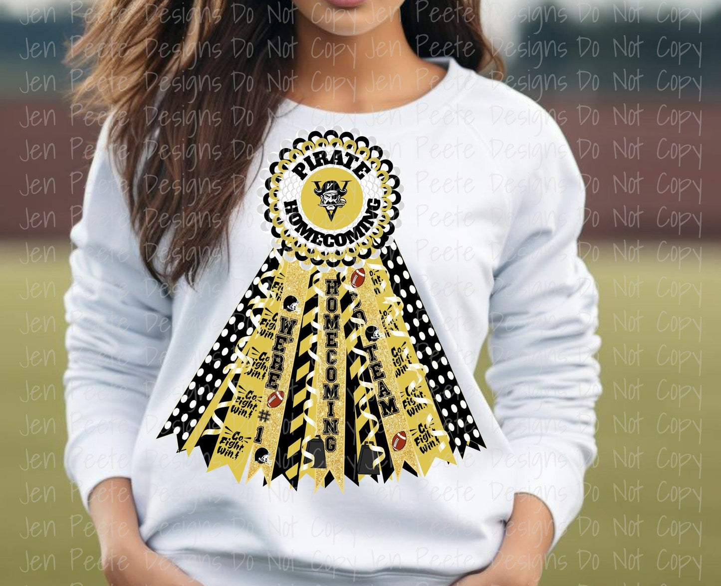 Jen Peete Designs Digital Customizable Homecoming Mum Digital Design – 2 Color & Mascot Options
