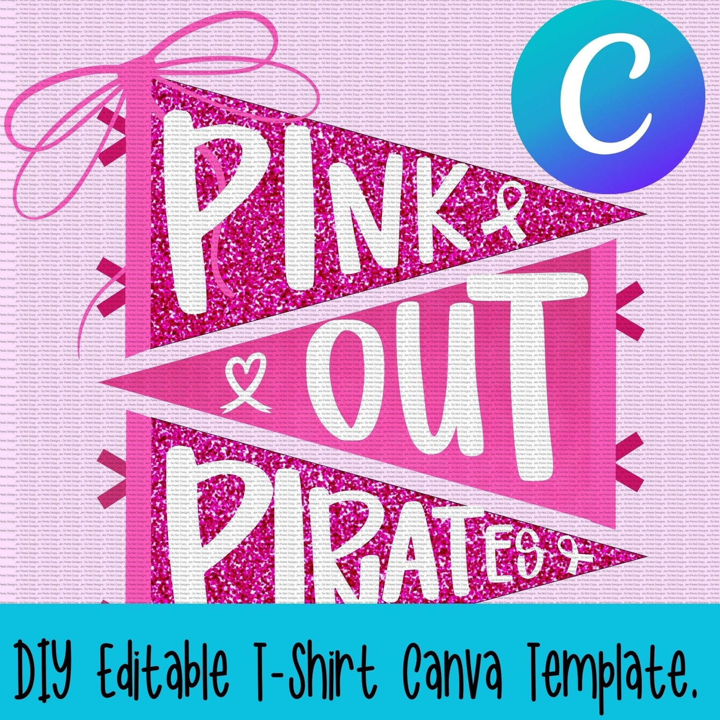 Jen Peete Designs Digital Pink Out Pennant Canva Template