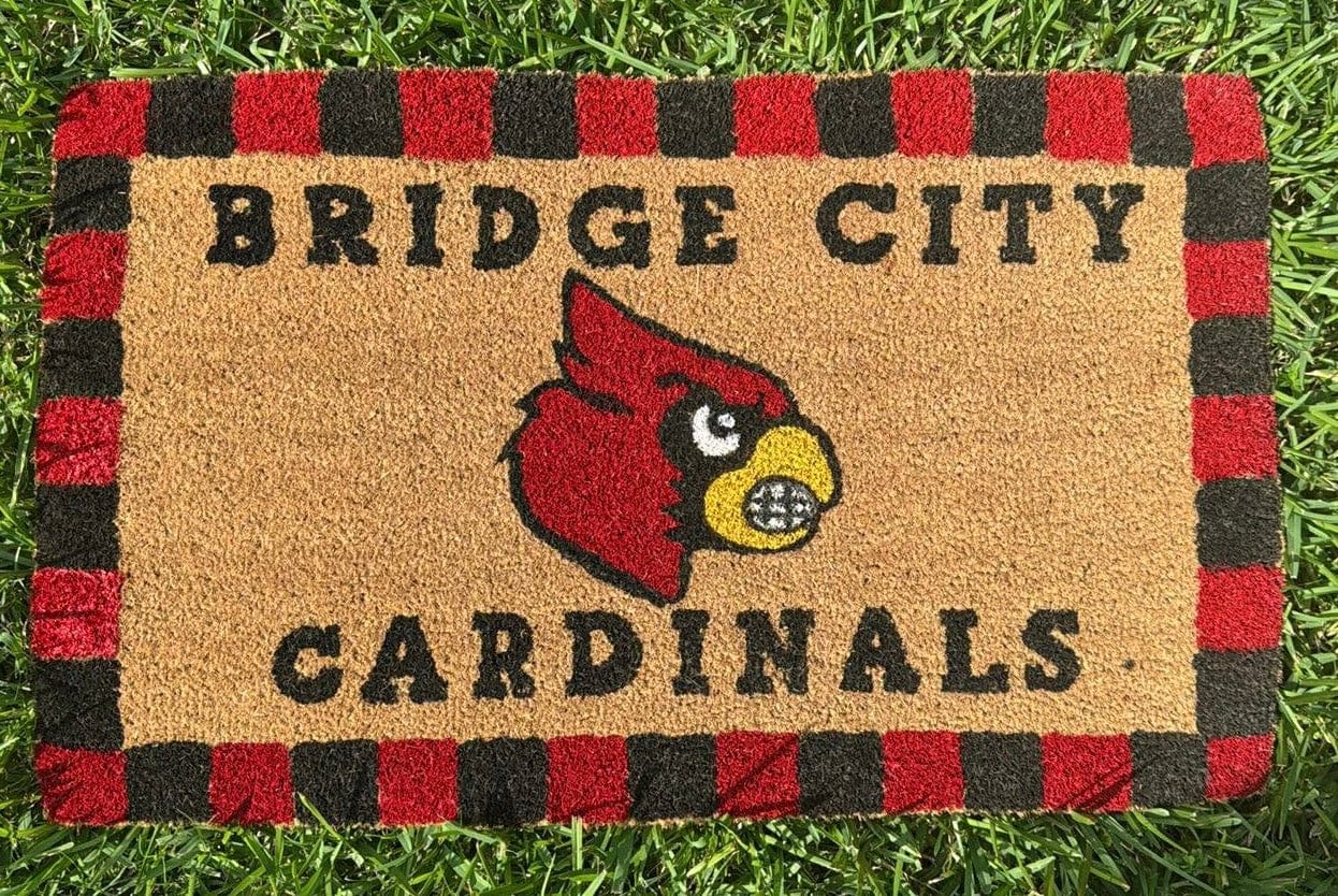 Jen Peete Designs Home Goods Welcome Mat | Hand-painted w/ Cardinals Mascot