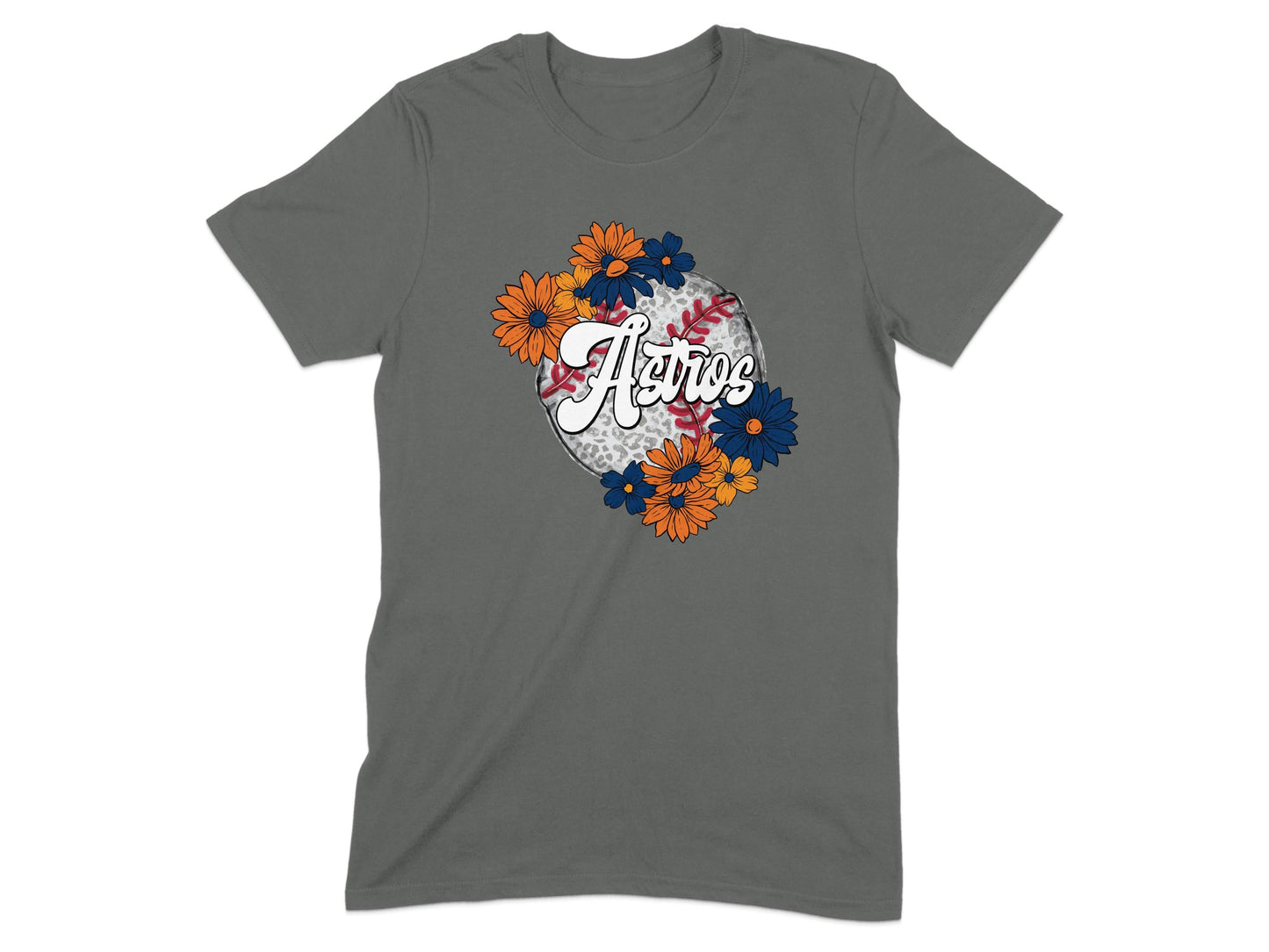JPD Physical Item Astros Baseball Floral Design Graphic Team Spirit T-Shirt