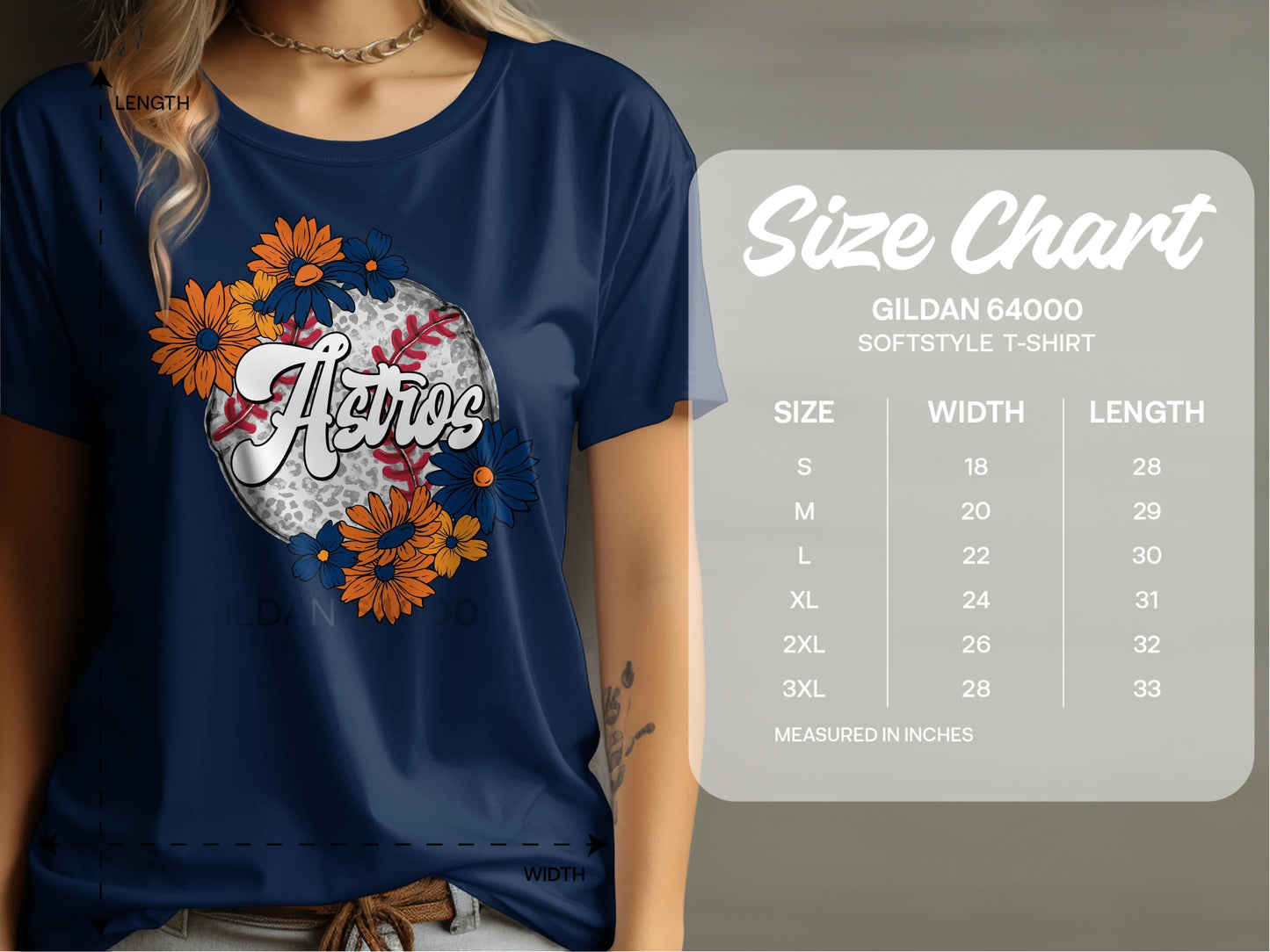 JPD Physical Item Astros Baseball Floral Design Graphic Team Spirit T-Shirt