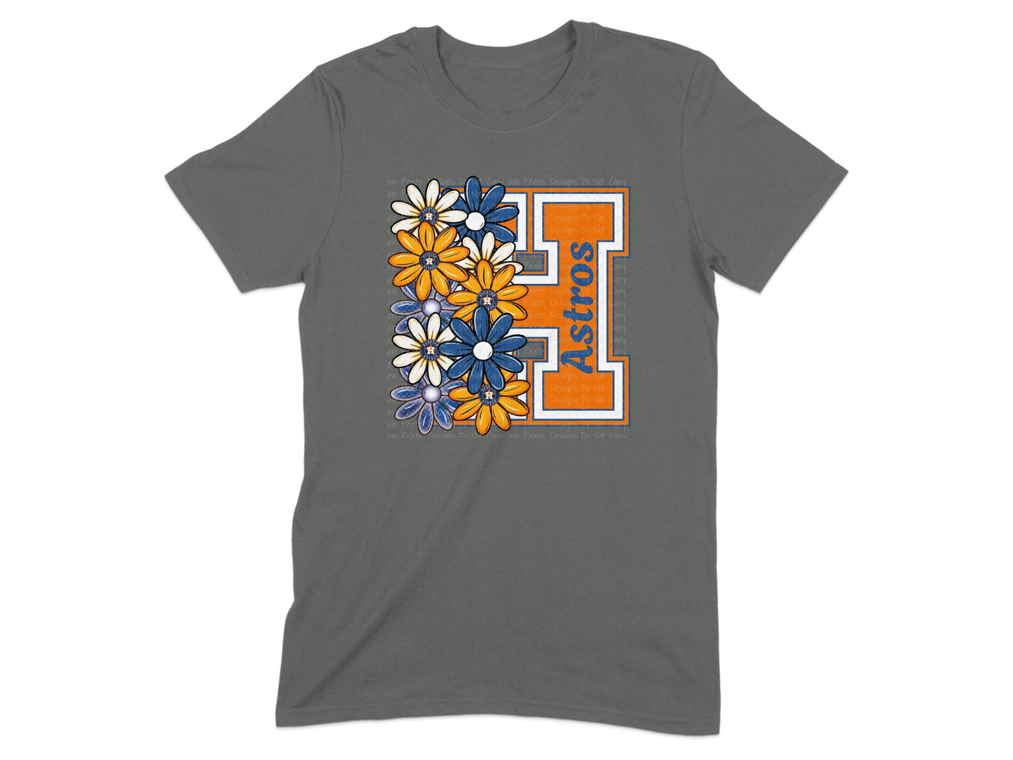JPD Physical Item Astros Flowers with Letter H and Team Name T-Shirt