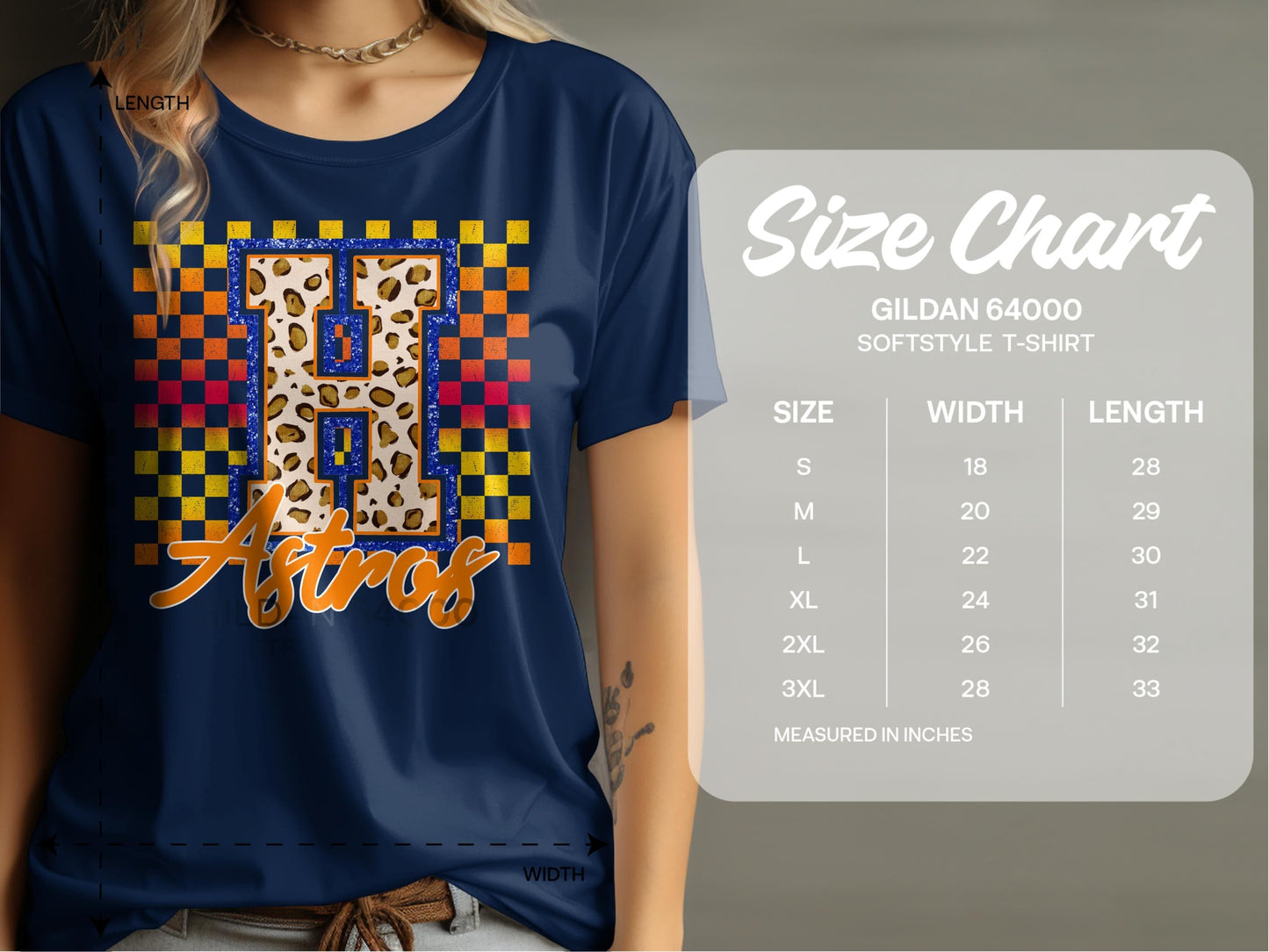 JPD Physical Item Astros H Letter with Cheetah Texture T-Shirt