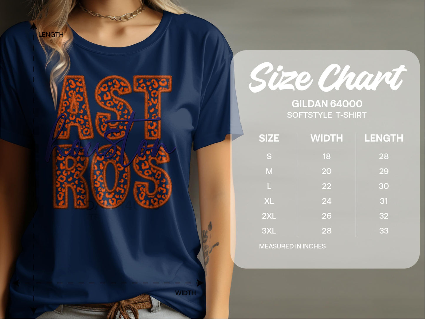 JPD Physical Item Astros in Leopard Print with Houston Script Above T-Shirt