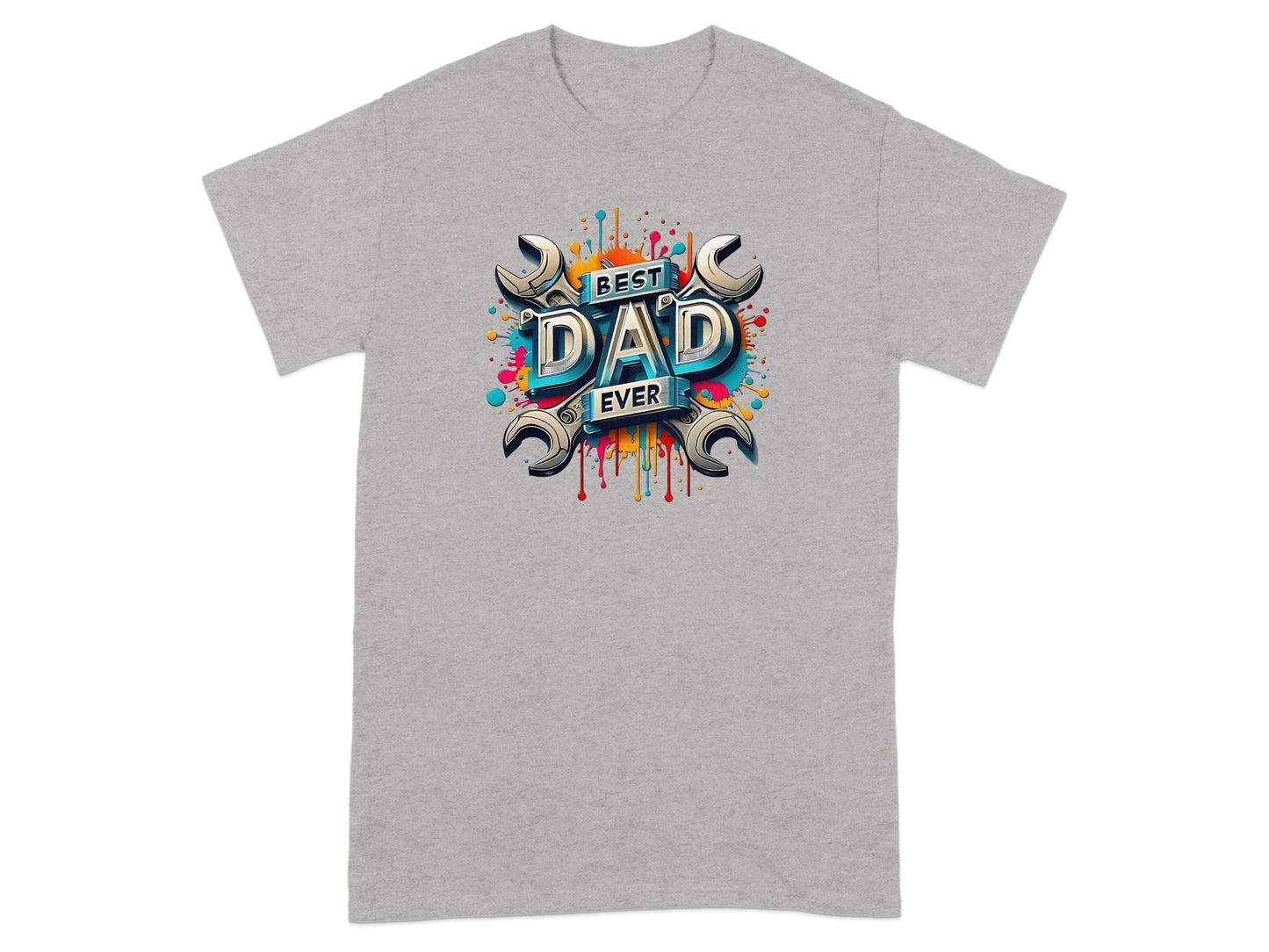 Jen Peete Designs Physical Item Best Dad Ever Tools Colorful Splatter Design T-Shirt