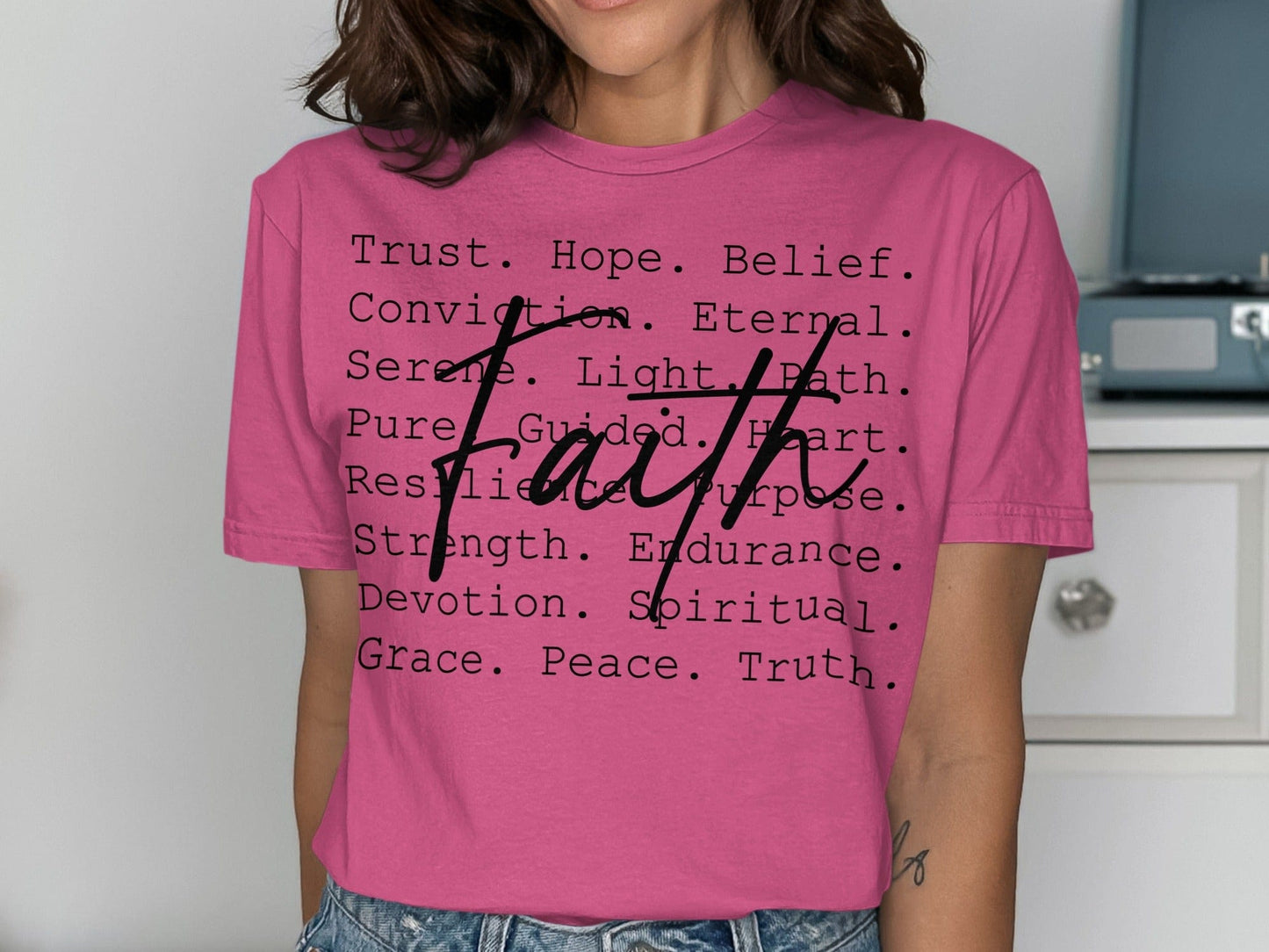 Jen Peete Designs Physical Item Faith Motivational Words Positive Message Graphic T-Shirts