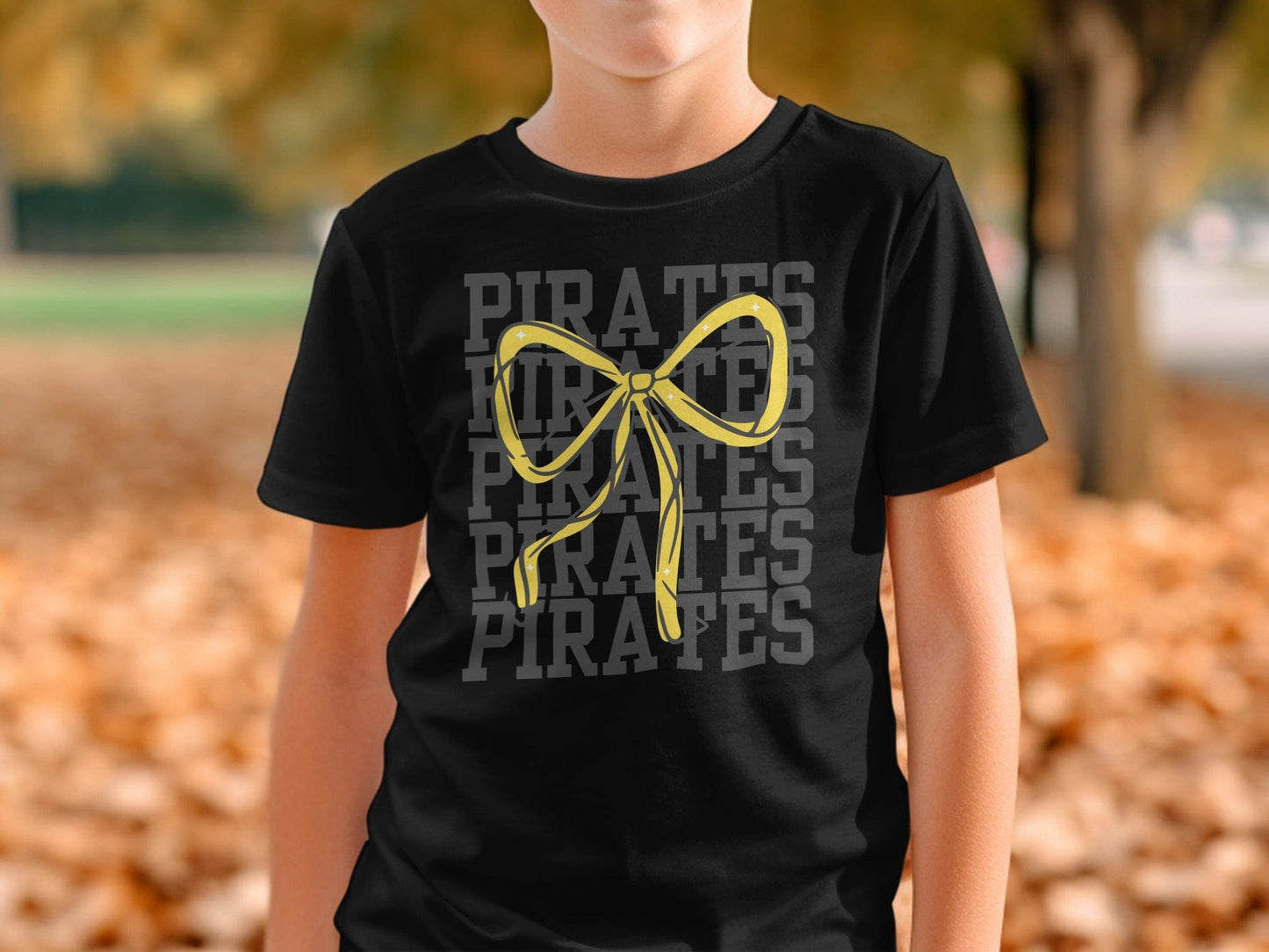 Jen Peete Designs Physical Item Pirates with Gold Sparkly Ribbon Spirit Shirt