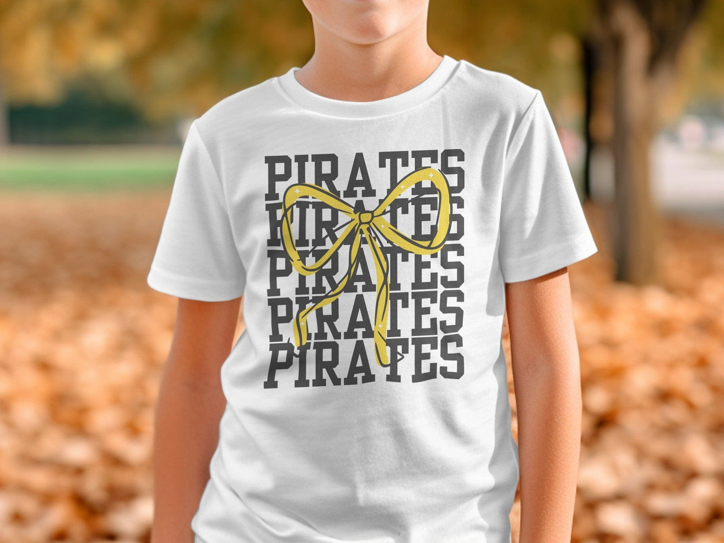 Jen Peete Designs Physical Item Pirates with Gold Sparkly Ribbon Spirit Shirt