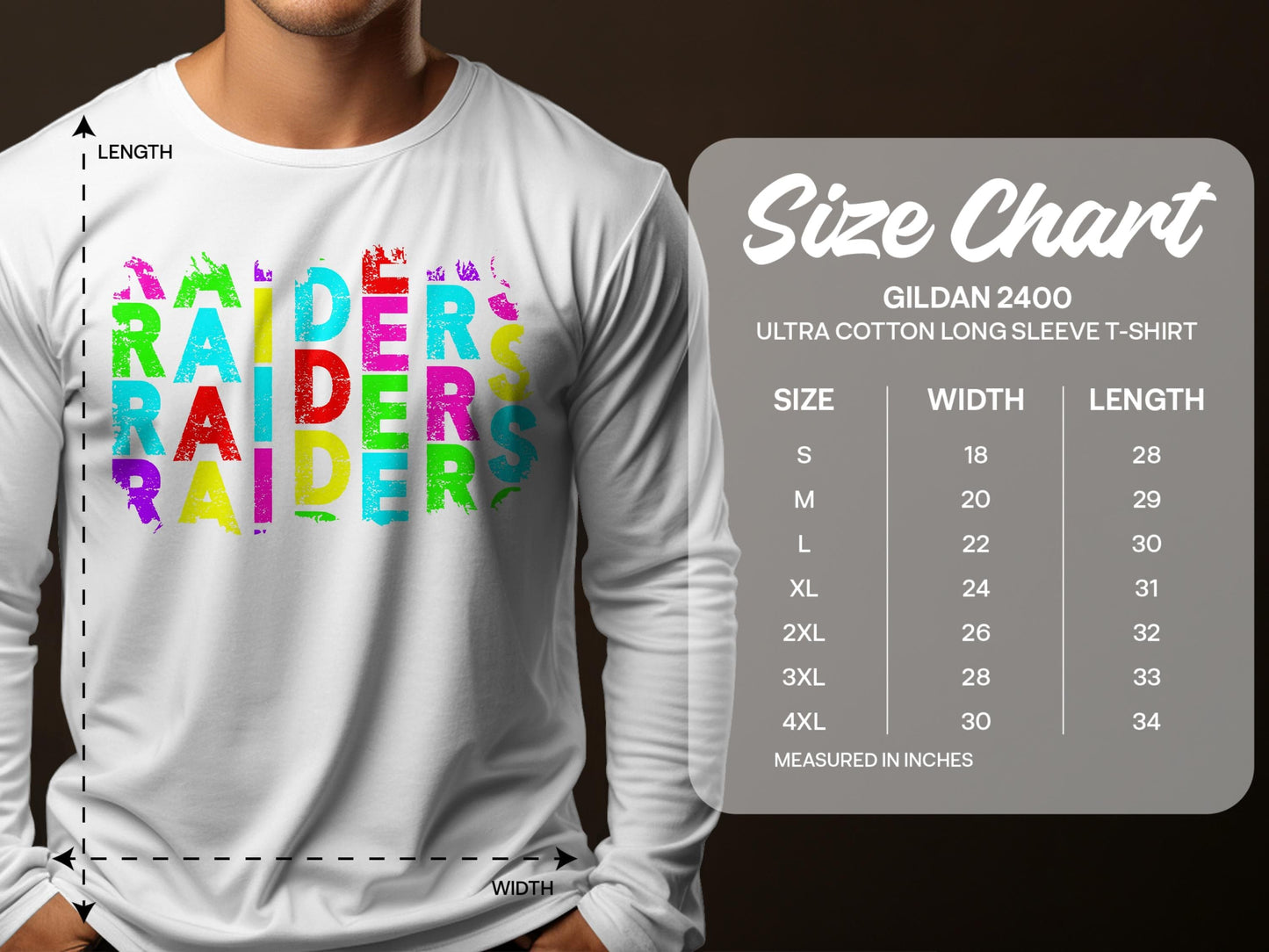 JPD Physical Item Raiders Text Multi Color Distressed Look in Short-Sleeve, Long-Sleeve, Crewnecks, and Hoodies
