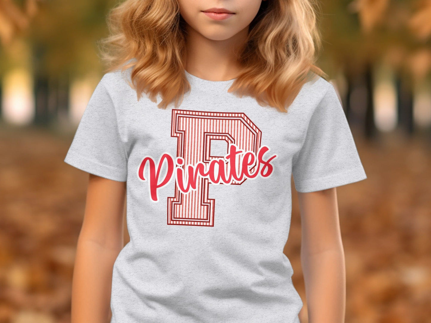 Jen Peete Designs Physical Item Seersucker Letter P Red Pirates Spirit Shirt