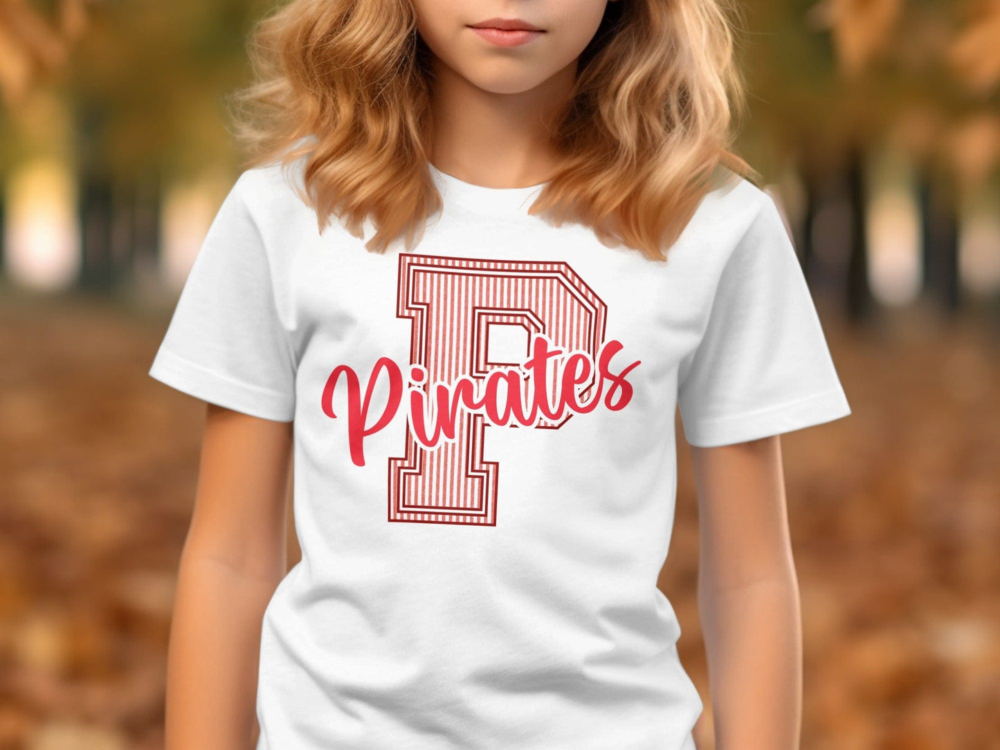 Jen Peete Designs Physical Item Seersucker Letter P Red Pirates Spirit Shirt