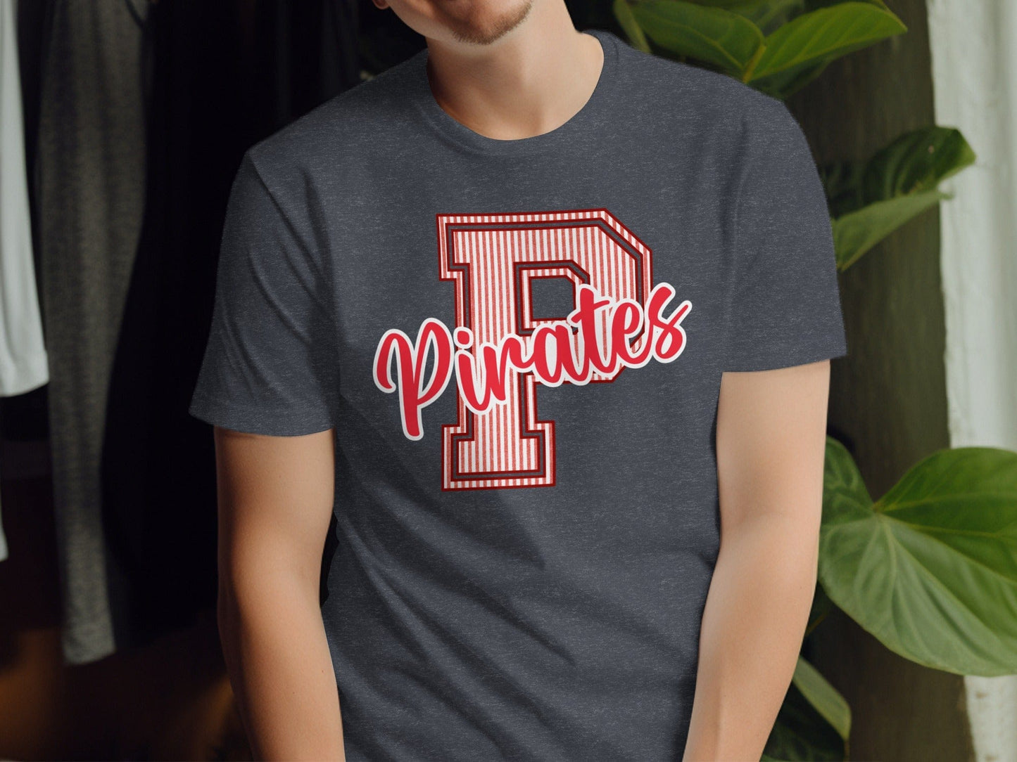Jen Peete Designs Physical Item Seersucker Letter P Red Pirates Spirit Shirt