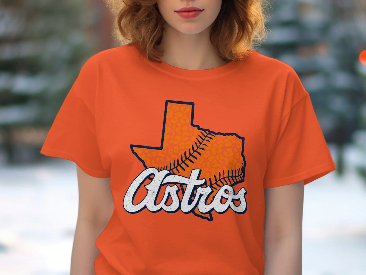 JPD Physical Item Texas Baseball Team with Leopard Print Inside State T-Shirt