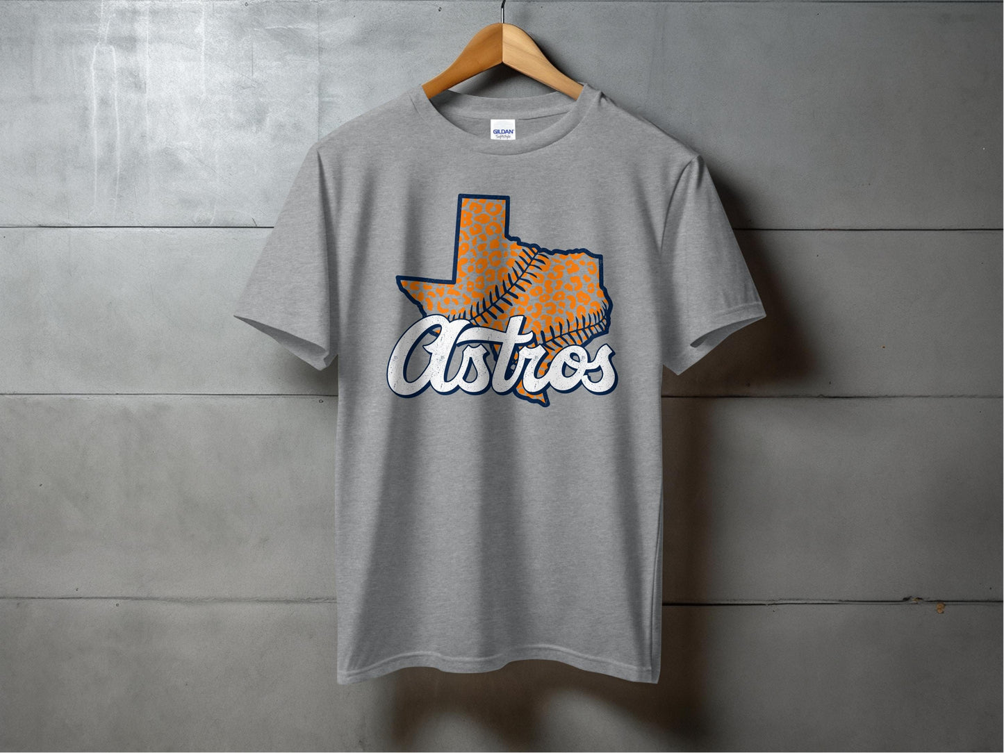 JPD Physical Item Texas Baseball Team with Leopard Print Inside State T-Shirt