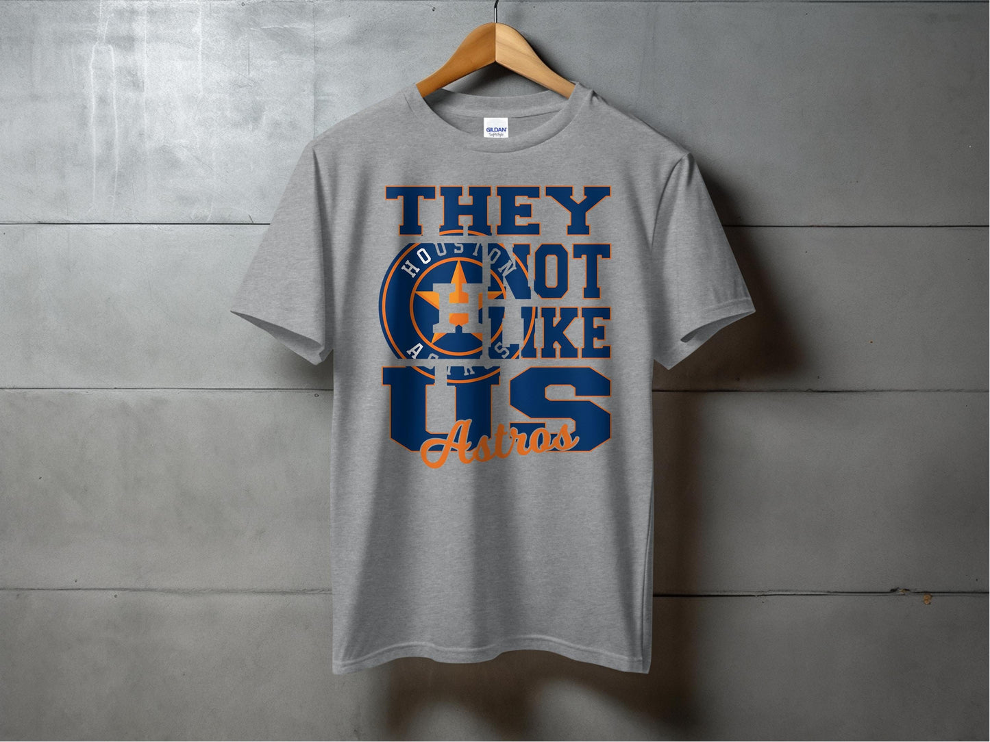 JPD Physical Item They Not Like Us Astros Emblem Design Graphic T-Shirt