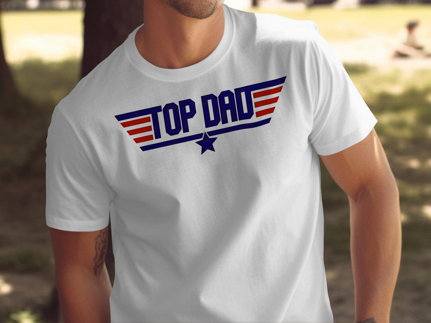Jen Peete Designs Physical Item Top Dad Star With Wings for Fathers Day Graphic T-Shirt