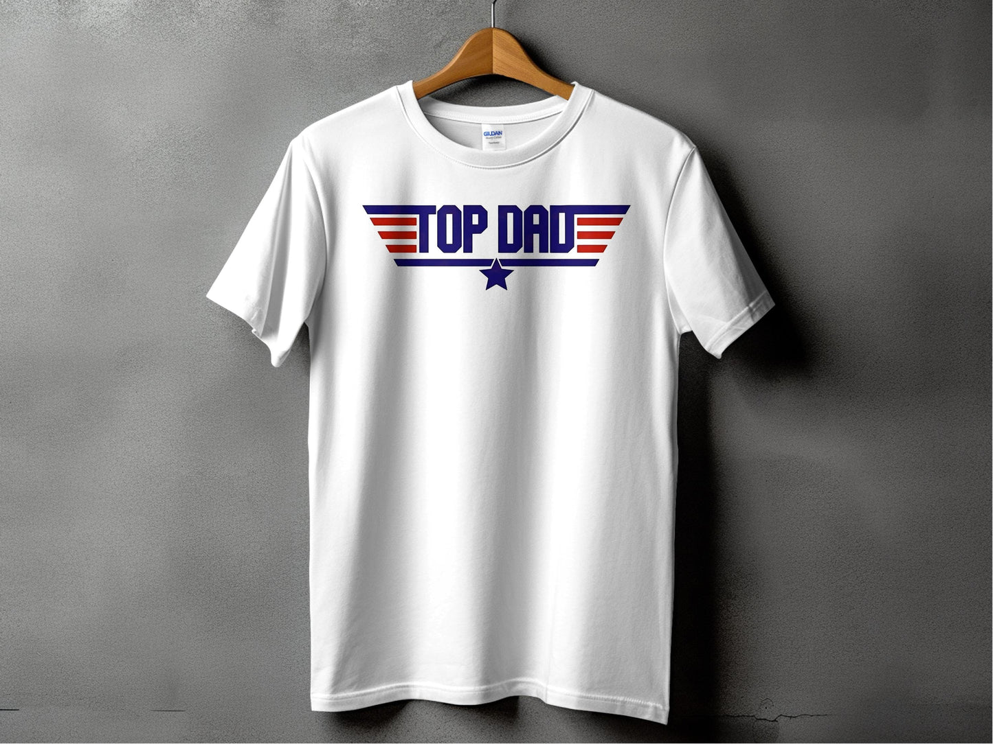 Jen Peete Designs Physical Item Top Dad Star With Wings for Fathers Day Graphic T-Shirt